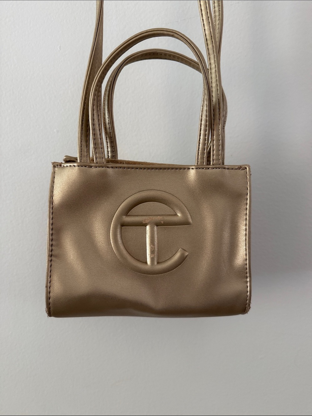 Gold Mini Telfar Tote Bag